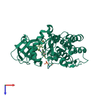 PDB entry 6f7b coloured by chain, top view.