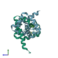 PDB entry 6f7g coloured by chain, side view.