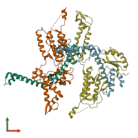 PDB entry 6f7p coloured by chain, front view.