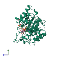 PDB entry 6f7r coloured by chain, side view.