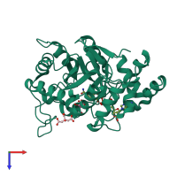 PDB entry 6f7r coloured by chain, top view.