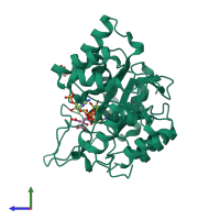 PDB entry 6f84 coloured by chain, side view.