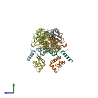 PDB entry 6f8d coloured by chain, side view.