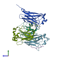 PDB entry 6f8g coloured by chain, side view.