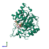 PDB entry 6f8o coloured by chain, side view.