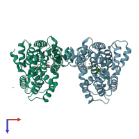 PDB entry 6f8w coloured by chain, top view.