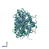 PDB entry 6f8x coloured by chain, side view.