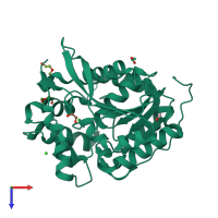 PDB entry 6f9o coloured by chain, top view.