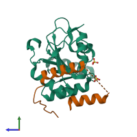 PDB entry 6f9s coloured by chain, side view.