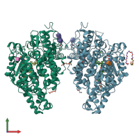 PDB entry 6f9v coloured by chain, front view.