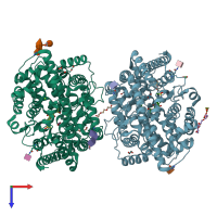 PDB entry 6f9v coloured by chain, top view.