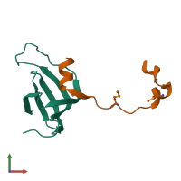 PDB entry 6f9w coloured by chain, front view.