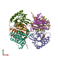 PDB entry 6fa1 coloured by chain, front view.