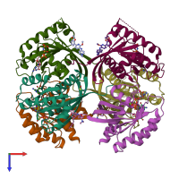 PDB entry 6fa4 coloured by chain, top view.