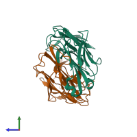 PDB entry 6fab coloured by chain, side view.