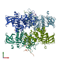 PDB entry 6fad coloured by chain, front view.