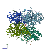 PDB entry 6fad coloured by chain, side view.