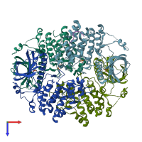 PDB entry 6fad coloured by chain, top view.