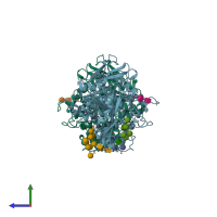 PDB entry 6fat coloured by chain, side view.