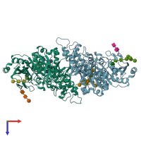 PDB entry 6fat coloured by chain, top view.
