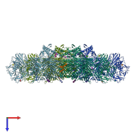 PDB entry 6fb3 coloured by chain, top view.