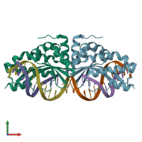 PDB entry 6fb7 coloured by chain, front view.