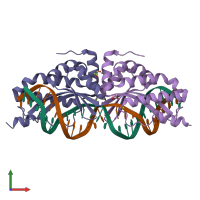 PDB entry 6fb8 coloured by chain, front view.