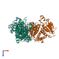 PDB entry 6fba coloured by chain, top view.