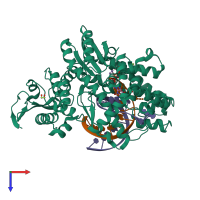 PDB entry 6fbe coloured by chain, top view.