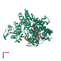 PDB entry 6fbg coloured by chain, top view.