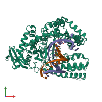 PDB entry 6fbh coloured by chain, front view.