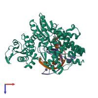 PDB entry 6fbh coloured by chain, top view.