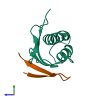 PDB entry 6fbk coloured by chain, side view.