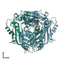 PDB entry 6fbp coloured by chain, front view.