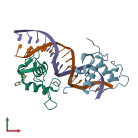 PDB entry 6fbq coloured by chain, front view.