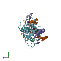 PDB entry 6fbq coloured by chain, side view.