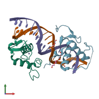 PDB entry 6fbr coloured by chain, front view.