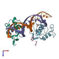 PDB entry 6fbr coloured by chain, top view.
