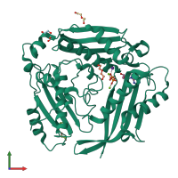 PDB entry 6fcd coloured by chain, front view.