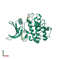 PDB entry 6fcf coloured by chain, front view.