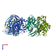 PDB entry 6fci coloured by chain, top view.