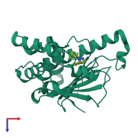 PDB entry 6fcj coloured by chain, top view.