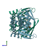 PDB entry 6fcl coloured by chain, side view.