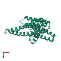 PDB entry 6fcp coloured by chain, top view.