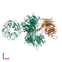 PDB entry 6fcv coloured by chain, front view.