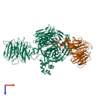 PDB entry 6fcv coloured by chain, top view.