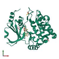 PDB entry 6fd3 coloured by chain, front view.