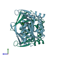 PDB entry 6fd4 coloured by chain, side view.