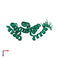 PDB entry 6fd7 coloured by chain, ensemble of 20 models, top view.