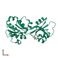PDB entry 6fd9 coloured by chain, front view.